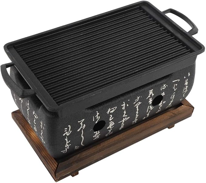 Yakitori Charcoal Grill,Cast Iron Hibachi Charcoal Grill,Yakitori Grill Charcoal Japanese Charcoal Grill - Rectangular Furnace,Barbecue Alcohol Stove