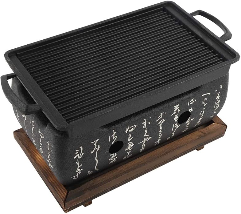 Vikye Japanese Barbecue Grill, Charcoal Stove Made of Aluminum and Stainless Steel 24x12.5x11.5cm/9.4x6.1x4.5inch
