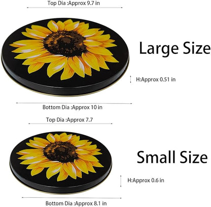 Ritadeshop Burner Covers for Electric Stove (Yellow/Black Sunflower, Round D8/10‘’)