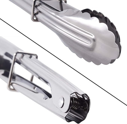HINMAY Mini Stainless Steel Serving Tongs Small Tongs for Serving Food Cooking Salad Grilling (7-Inch 3 Pieces)