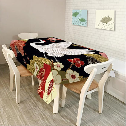 Moslion Japanese Crane Tablecloth Rectangle Tablecloth 52x70 Inch