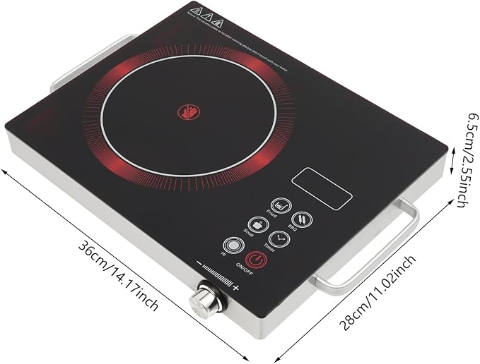 DYNAMI 1300W Electric Cooktop with LED Display and Timer,Electric Ceramic Stove Top,Countertop Stove w/Steplessly Adjustable Power,Overheat Protection,Waterproof and Oil-resistant,with Plug