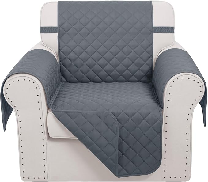 Reversible Recliner Chair Covers, 23" Chair, Dark Blue | Chair Covers for Living Room with Elastic Straps, Water Repellent, Chair Protectors Covers for Dogs