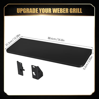 QuliMetal Foldable Front Shelf for Weber Searwood XL 600, 34.80" Grill Front Table, BBQ Prep Shelf Accessory, Quality Steel Front Shelf