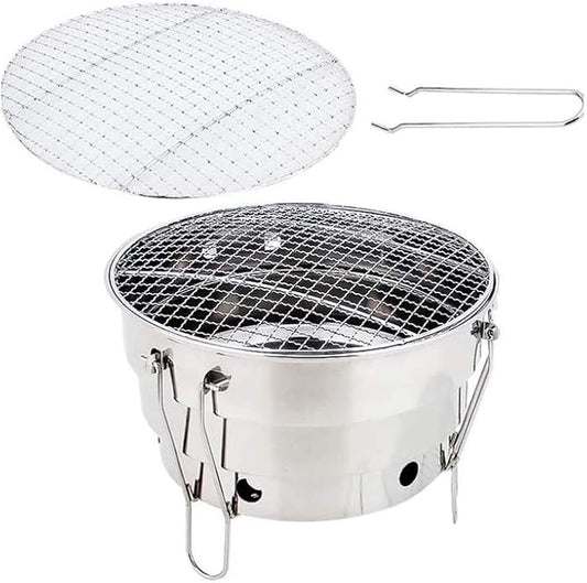 Portable Charcoal Grill, Foldable Stainless Steel Outdoor Barbecue Grill for Camping BBQ, Lightweight Camping Grill & BBQ Grill for Party Cooking,A-1