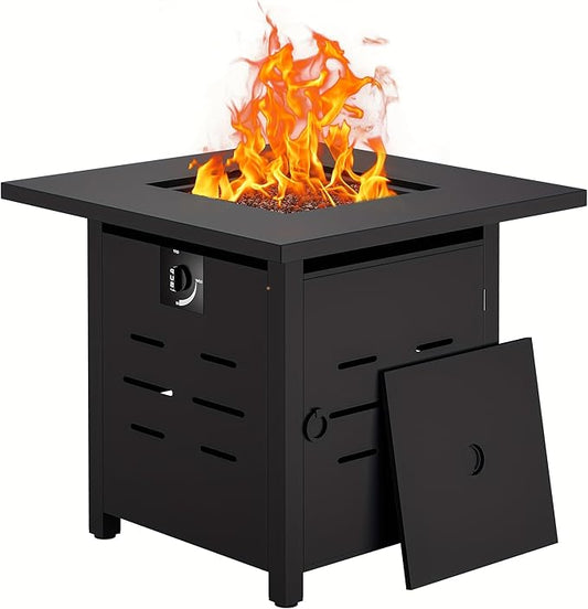 Vongrasig Propane Fire Pit Table, 28" Gas Fire Pits Table for Outside, 2 in 1 Propane Fire Pit 40,000 BTU with Lava Rocks, Waterproof Cover and Lid