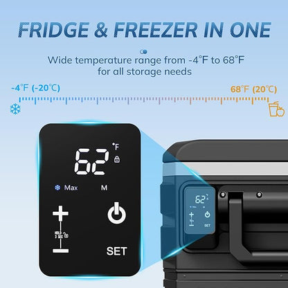 Antarctic Star 12 Volt Refrigerator,68QT(64L) Electric Cooler, Portable Refrigerator Freezer -4℉~68℉,12V 24V DC 100 240V AC Car Fridge with Wheels&2 Baskets for Camping,Travel,RV,Car,BLACK