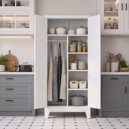 71" H Metal Storage Cabinets,Garage Storage Cabinet,Tall Pantry Cabinet with Doors,Kitchen Food Storage Cabinet,Farmhouse Storage Cabinets for Kitchen, Dining Room