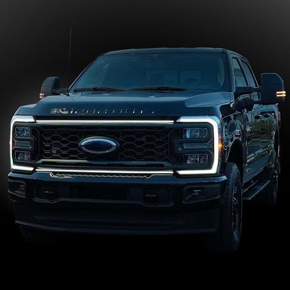 Super Duty-Ghost LED Grill Lights for 2023-2024 Ford F250, F350, F450 & F550 (Black Anodized Frame with Smoked Lens)