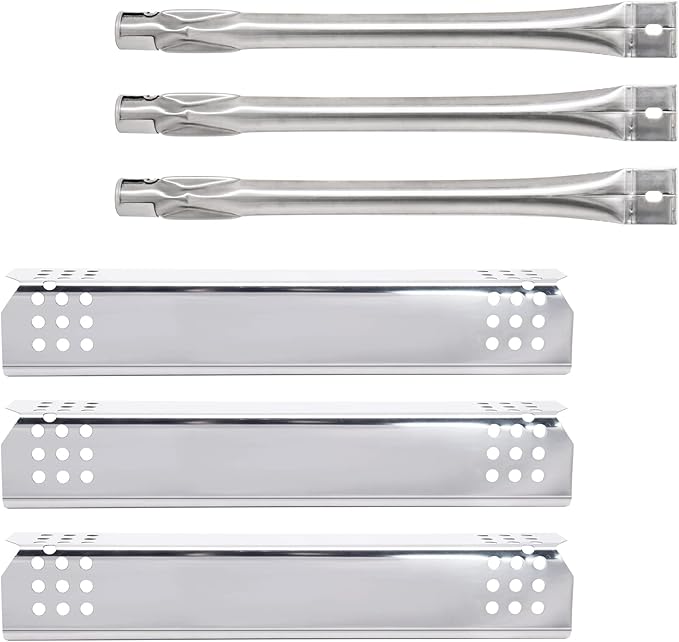 Criditpid Grill Replacement Parts for Nexgrill 720-0737, Grill Master 720-0737, Stainless Steel Burner Pipe Tubes & Heat Plate Tent Shields Replacement kit for Tera Gear 780-0390.