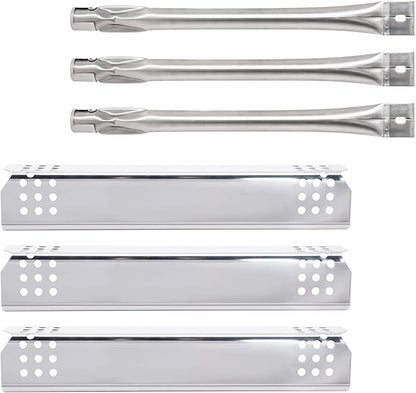 Criditpid Grill Replacement Parts for Nexgrill 720-0737, Grill Master 720-0737, Stainless Steel Burner Pipe Tubes & Heat Plate Tent Shields Replacement kit for Tera Gear 780-0390.