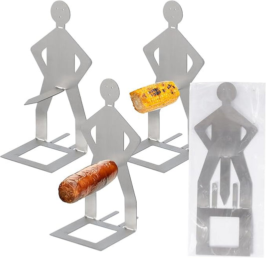 Hot Dog Holder Stand BBQ Accessories, Grill 4Pcs Barbecue Forks Stainless Steel Funny Gift for Party Camping