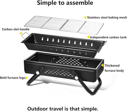 Portable Charcoal BBQ Grill Outdoor Cooking Barbecue Grill Large Number of Vents System with Height Adjustable Cooking Grate Suitable for Camping, Outdoor Cooking, Patio, Garden(White)
