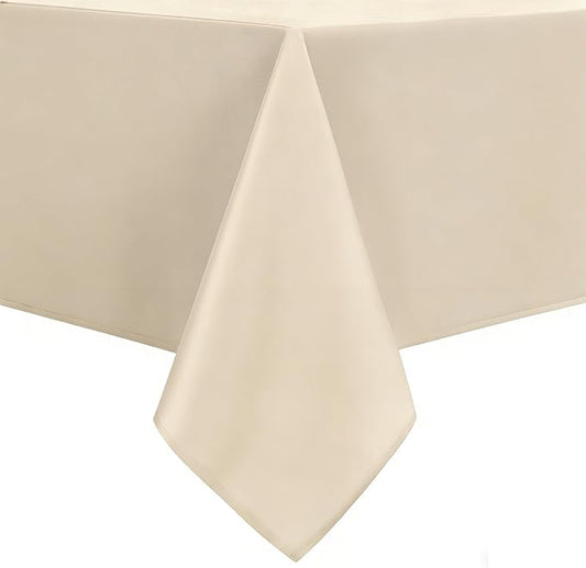 DWCN Square Tablecloth - 60 x 60 Inch - Waterproof Stain and Wrinkle Resistant Washable Table Cloth, Decorative Fabric Table Cover for Kitchen Dining Room Party and Outdoor Use, Beige