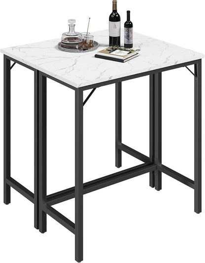 MAHANCRIS Narrow Bar Table, 63-Inch Pub Table for Dining Room, Counter Bar Tables with Sturdy Metal Frame, Connectable Bar Table, Multifunctional Console Table, Marble and Black BTHM1601
