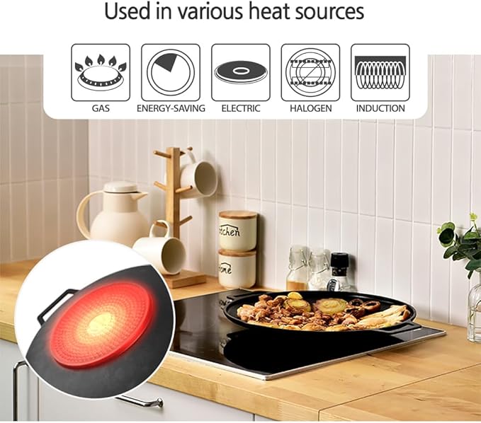 Korean BBQ C IH Griddle Grill Pan, Nonstick Coating, All Stove(Gas, Electric & Induction), Indoor Outdoor Griddle (16 IN)