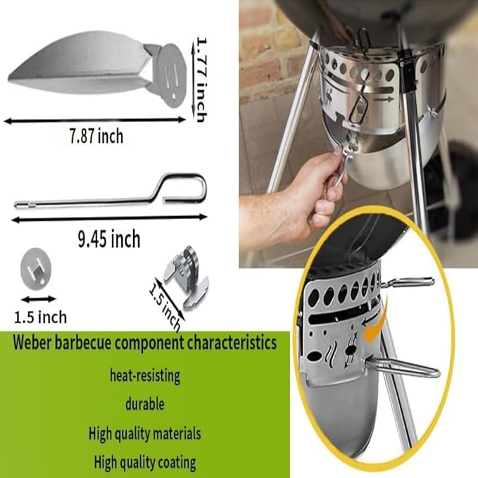 18-1/2-Inch Grills One-Touch Cleaning System Kit, Fits 7444 Weber Grill Replacement Parts Thicker, Sturdy, Heat Resistant, Easy to Install, Silver