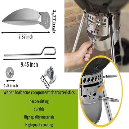 18-1/2-Inch Grills One-Touch Cleaning System Kit, Fits 7444 Weber Grill Replacement Parts Thicker, Sturdy, Heat Resistant, Easy to Install, Silver