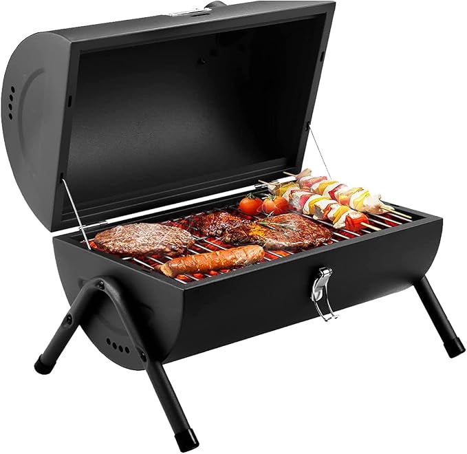 Small Folding Charcoal Grill, Portable Grill 38 * 38 * 25 cm, Table Grill Camping Grill, Suitable for Outdoor Cooking, Camping and Picnic Garden Trips for 2-4 People