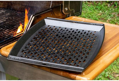 Lodge Pre-Seasoned Cast Iron Rectangle Grill Topper - Use on the Grill - Grilling Pan Designed to Protect Food from Falling Through the Grate - Cast Iron 15 Inch (Pack of 3)