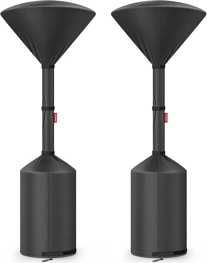 QH.HOME 2 Packs Patio Heater Covers, [2026 Upgraded Tear-Resistant Fabric] Waterproof with Robust Zipper,Dustproof/Wind/Sunlight/Snow-Resistant,(2 Pack-89"H x 33"D x 19"B ,Black)