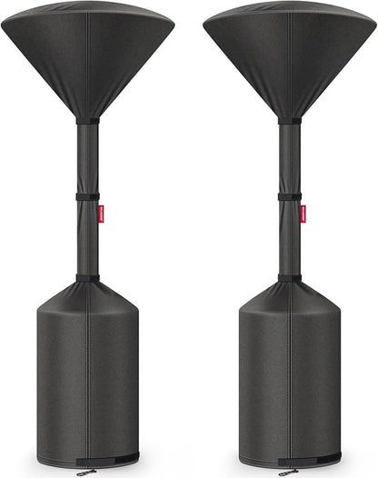 QH.HOME 2 Packs Patio Heater Covers, [2026 Upgraded Tear-Resistant Fabric] Waterproof with Robust Zipper,Dustproof/Wind/Sunlight/Snow-Resistant,(2 Pack-89"H x 33"D x 19"B ,Black)