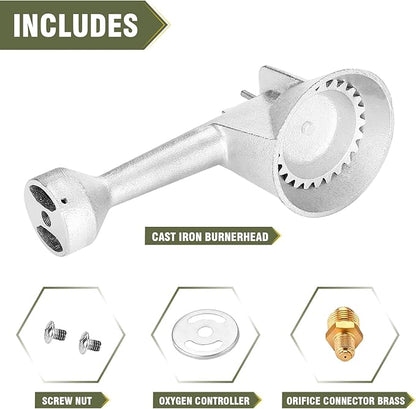 BESTFIRE High Pressure Cast-Iron Propane Burner Head,Taper Burner Head with 20 PSIG Adjustable High Pressure Propane Regulator with Hose and Brass Fitting for Propane Burner Head for Cooking Outdoor