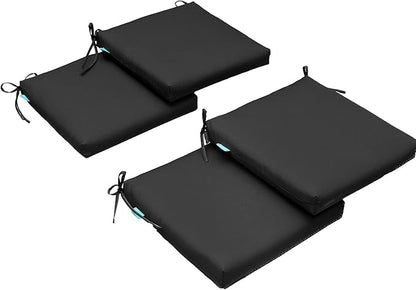 QILLOWAY Outdoor Indoor Chair Pads,Seat Cushions, Square Foam Dining Chair Patio Cushion Set of 4, All Weather, 17" Lx17 Wx3 D (Dark Grey)