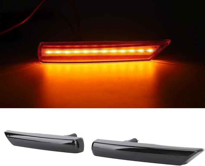 LED Side Air Vent Grille Lamp LED Grille Running Lights Side Vent with Light Bands Replacement for freelander 2 LR2 2007 2014 (Smoky Black)