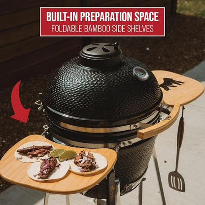 GRILLA Medium Kong Ceramic Charcoal Grill with Venting System, Heavy-Duty Ceramic, 350 Square Inches of Cook Space, For Outdoor Grilling, Smoking, and Baking