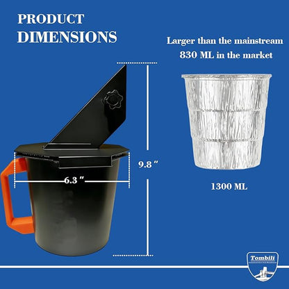 Upgraded Grease Bucket with Lid & 12 Foil Liners for Traeger - Smoker Drip Bucket, Grease Catcher Compatible with Pit Boss, Z Grills, Recteq Pellet Grill Accessories