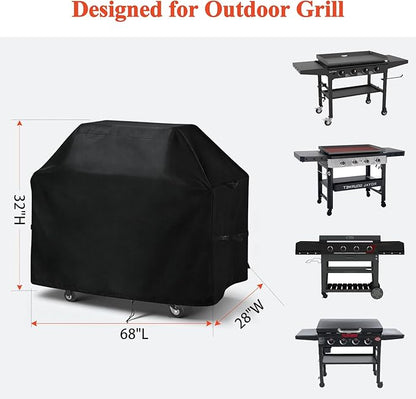 TheElves Grill Cover for Blackstone 1554/2210 ‎36" Royal Gourmet GB4007 Charbroil Char-Griller 4-Burner Griddle, Outdoor Grill Covers Waterproof Heavy Duty for Propane Griddles - 68"W x 28"D x 32"H