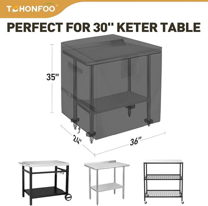 Outdoor Prep Table Cover, 600D Waterproof Patio BBQ Table Cover, Suitable for Outdoor Dining Table, Stainless Steel Metal Grill Table, BBQ Grill Cart, 36" x 24" x 35"