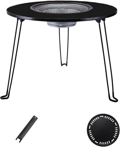 Charcoal Grill Removable with Grill Handle Tabletop BBQ Braze with Foldable Removable Table Legs, Table Grill, Garden Parties & Outdoor BBQ, Easy to Assemble and Clean(Black B)