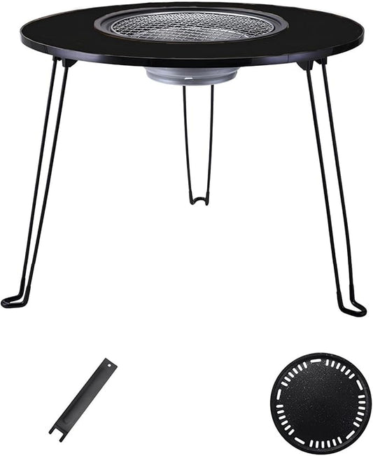 Charcoal Grill Removable with Grill Handle Tabletop BBQ Braze with Foldable Removable Table Legs, Table Grill, Garden Parties & Outdoor BBQ, Easy to Assemble and Clean(Black B)
