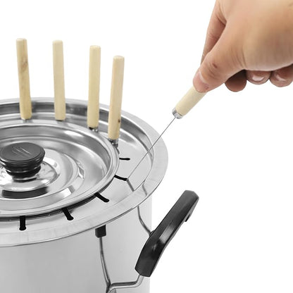 Portable Smokeless Barbecue Charcoal Barrel Grill, Stainless Steel Surround Charcoal Kebab Grill with 16 Skewers for Picnics, Camping, BBQ, 10.2 x 11.8in