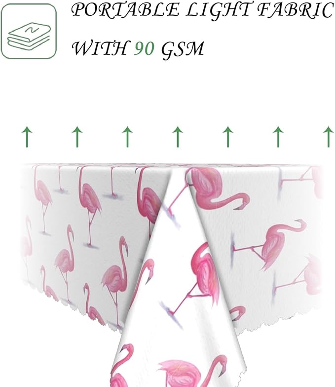 60x120 Inch Tropical Watercolor Flamingo Rectangle Tablecloth Pink White Elegant Coastal Flamingo Table Cloth Washable Durable Table Cover for Home Kitchen Dining Beach Party BBQ Decor