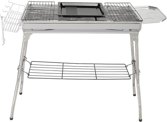 Portable Charcoal Grill, Outdoor BBQ Grilling for Christmas Picnic, Thanksgiving Family Gathering and Backyard Barbecue Garden Party Picnic Travel Outdoor with Non-Stick Frying Pan