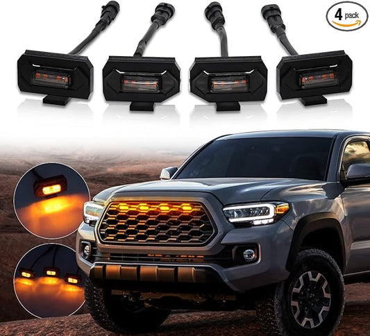Grill Light For Tacoma TRD Off Road 2020 2021 2022,Smoked Shell Amber LED Front Grille Lights For Tacoma TRD Sport