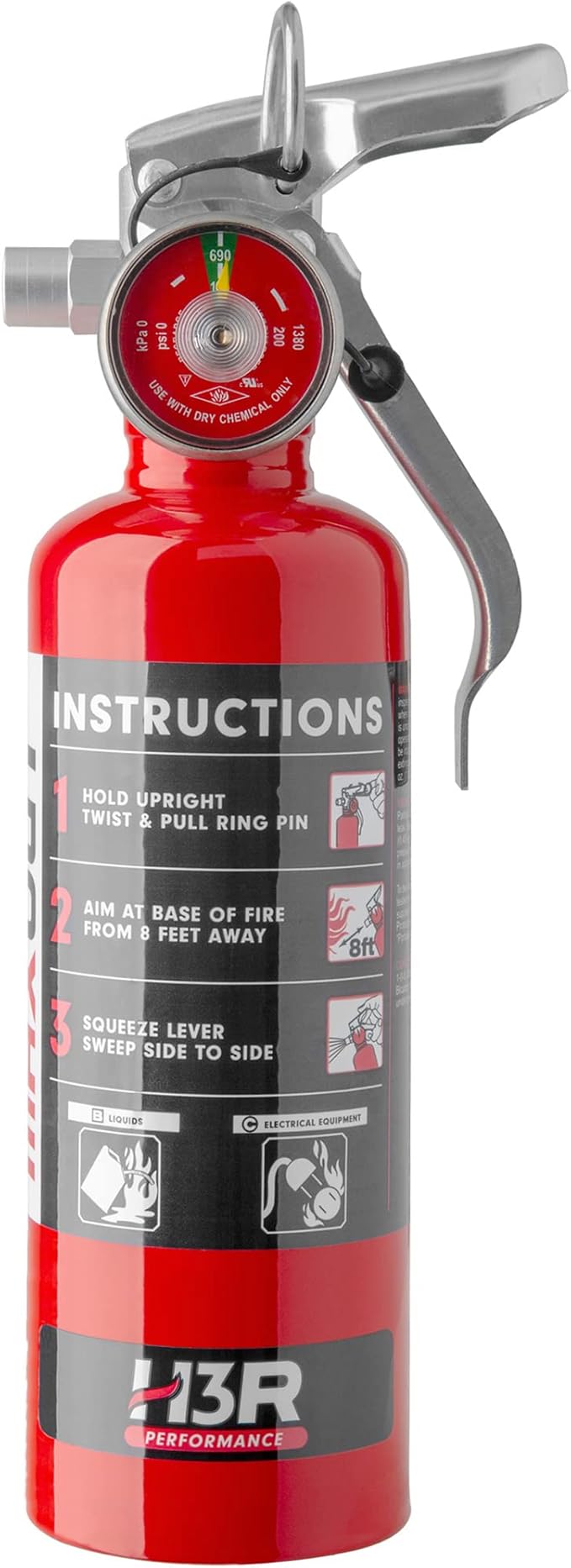 MaxOut Compact Fire Extinguisher for Vehicles – Cars, Trucks, UTVs, RVs & Boats | Off-Road Ready | Refillable Purple K Dry Chemical | Class BC | Mounting Bracket | UL Listed | Red 1.0 lb