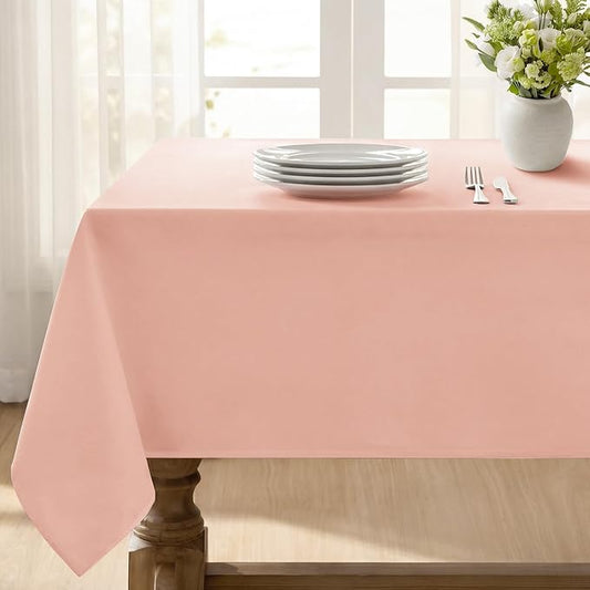 Softalker Rectangle Tablecloth, Waterproof Table Cloths Wrinkle Free Fabric Washable Polyester Table Cover for Dining Tables Party Outdoor Camping Parties Buffet - 60 x 84 inch, Pink