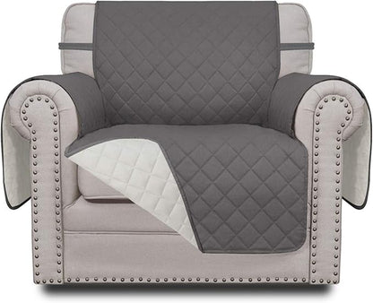 Easy-Going Reversible Couch Cover, Small Chair, Gray/Ivory | Machine Washable Slipcover For Dogs, Water Resistant Furniture Mat For Living Room, Non-Slip Sofa Cover, Pet Friendly