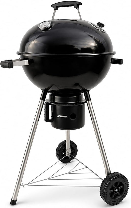 18-Inch Kettle Charcoal Grill with Lid & Wheels,Easy-to-Use BBQ Grill for Backyard, Patio & Beginners Outdoor Charcoal Grills for Family Cooking With Windproof Ash Can