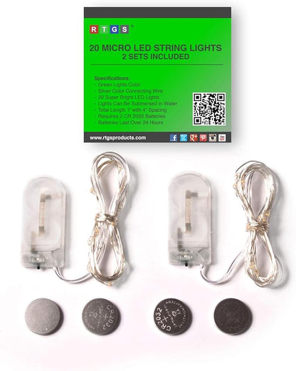 2-Pack 20 LED Wire Twinkle Fairy Lights, Battery Powered, Waterproof — Christmas, Holidays, Wedding, Party — Bedroom, Living Room — 6.5 Ft, Green, Indoor & Outdoor
