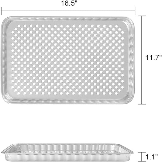10 PCS Disposable Grill Pans for Outdoor Grill BBQ Broiler Pans Trays Grill Drip Pan Tray Liner, Prevents Food from Falling into The Grill or Sticking to The Grate -16.5 x 11.5,Heavy-Duty