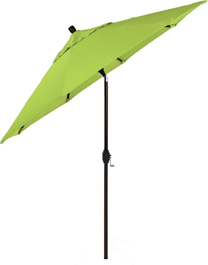 California Umbrella 12-Year-Non-Fading, 9Ft Premium Sunbrella Patio Umbrella, Hand-Crank, Button-Tilt, Bronze Frame, Macaw Fabric