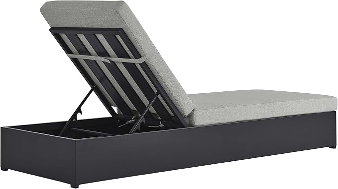 Modway Tahoe Aluminum Outdoor Chaise Lounge Gray with Weather-Resistant Cushions, Perfect Patio Sunbed or Recliner Chair for Pool Furniture