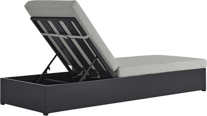 Modway Tahoe Aluminum Outdoor Chaise Lounge Gray with Weather-Resistant Cushions, Perfect Patio Sunbed or Recliner Chair for Pool Furniture