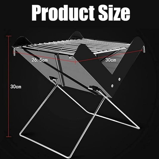 BBQ Grill Barbeque Grill Outdoor Charcoal Grill Portable Barbecue Grill Cooking Stainless Steel Folding for Camping Barbeque Grill for Camping (Black 30 * 26.5 * 30cm)