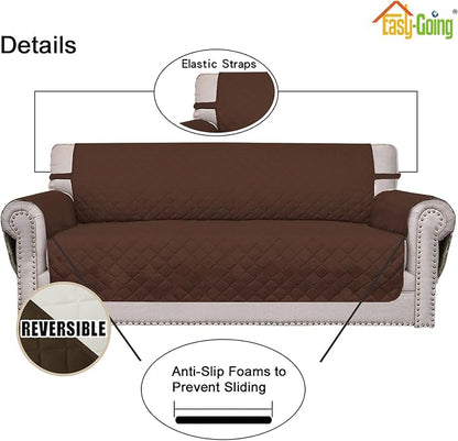 Easy-Going Reversible Couch Cover, Oversized Chair, Coffee/Ivory | Machine Washable Slipcover For Dogs, Water Resistant Furniture Mat For Living Room, Non-Slip Sofa Cover, Pet Friendly